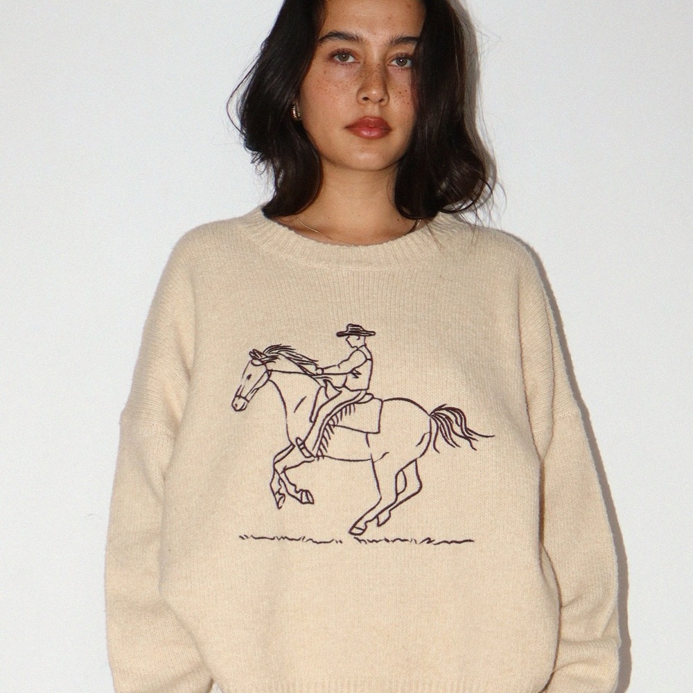 Bailey Rose Rodeo Embroidery Sweater Butter S